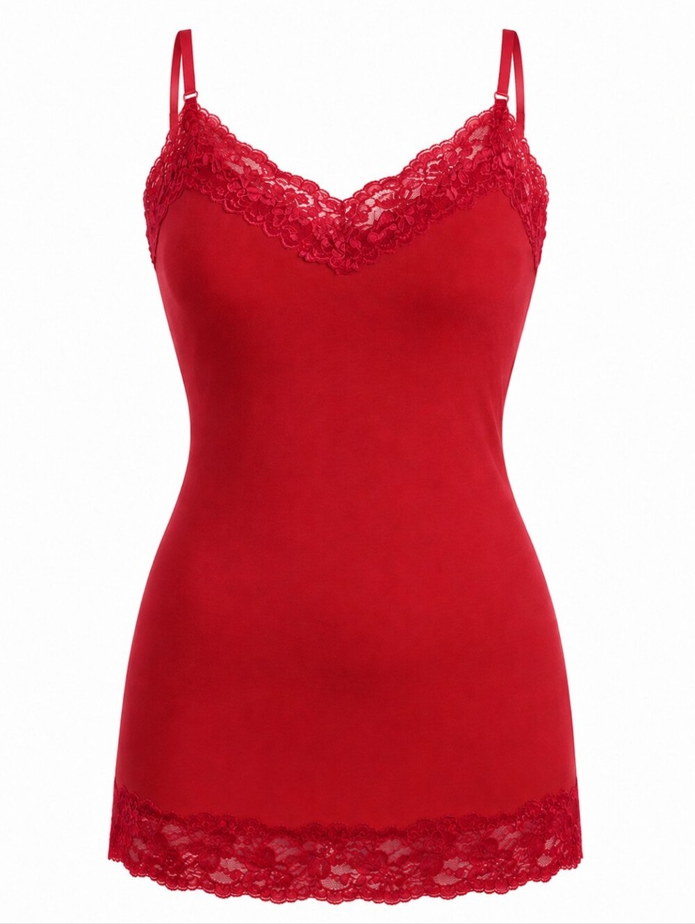 Set Of 2 Lace-Trim Camisoles (Red & Black) - Picture 2 of 5